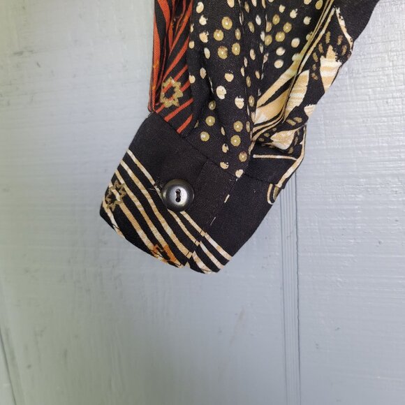 Caliche Collection Women's Vintage Long-Sleeve Abstract Print Shirt. Size M - Picture 3 of 5